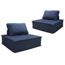 Rogan Linen & Cotton Armless Lounge Chairs (Set of 2)